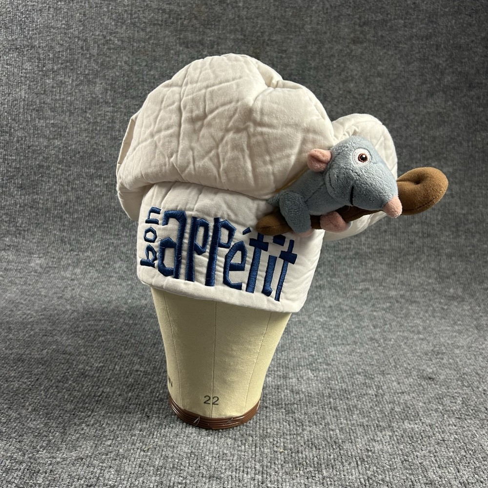 Disney Parks Ratatouille Remy Hat Beanie One Size White Chef Bon Appetit Mens